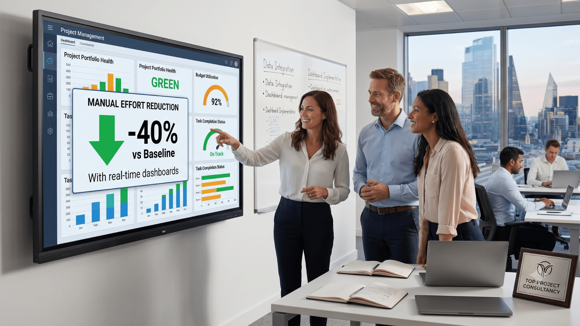 A Top Project Consultancy Reduced Manual Effort by 40% With Real-Time Project Management Dashboards.